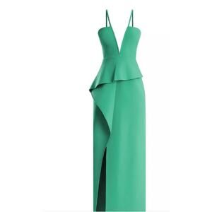 BCBGMAXAZRIA V-Neck Off-The-Shoulder Peplum Gown Size‎ 6